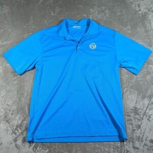 Nike Golf Polo Mens Large Blue Fit Dry Performance Embroidered Canyon Crest
